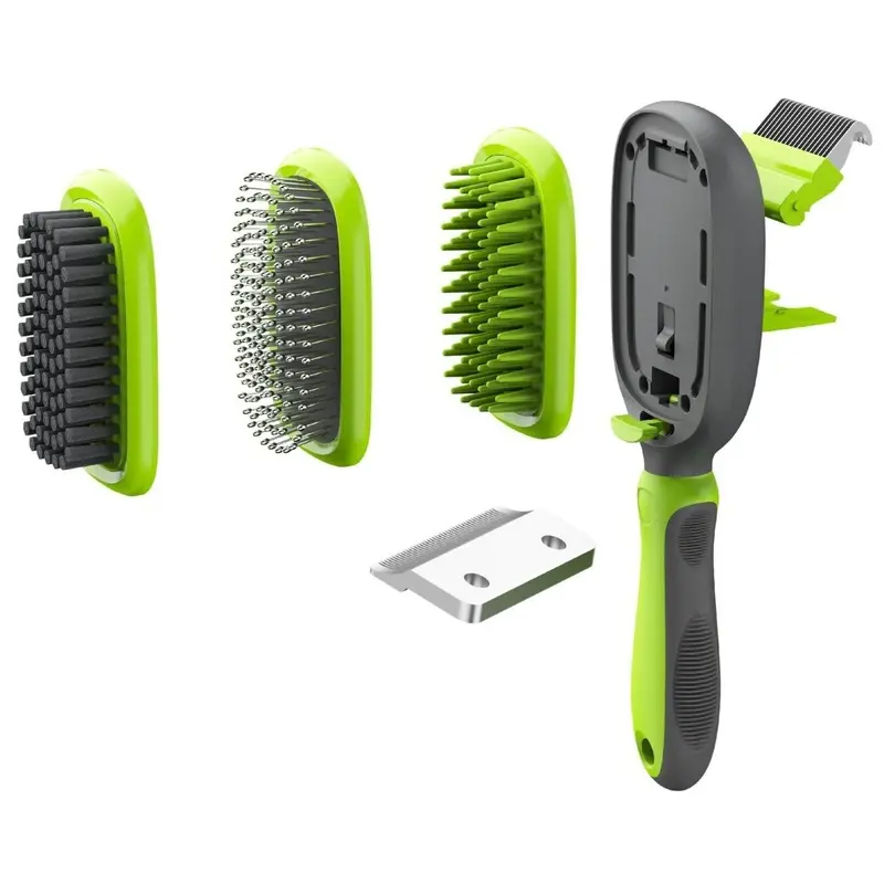 Pet Life Conversion 5-in-1 Interchangeable Pet Comb - Green One Size - Out of Stock!