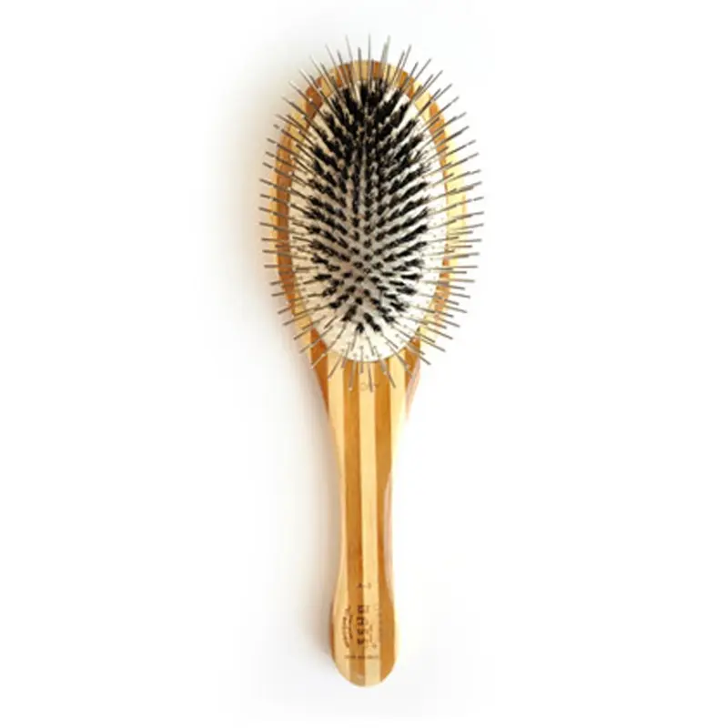 BASS Brush Wire/Boar Dog Groomer with Bamboo Handle Medium