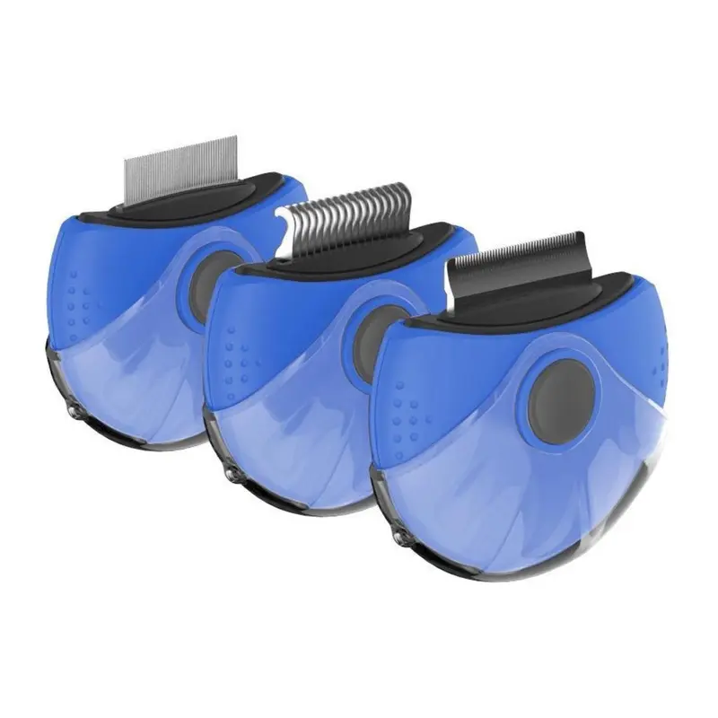 Pet Life Axler Triple Rotating Rake Pet Comb - Blue