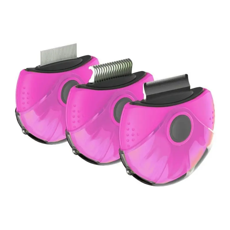 Pet Life Axler Triple Rotating Rake Pet Comb - Pink