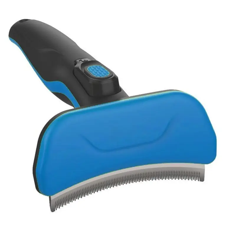 Pet Life Fur-Guard Easy Self-Cleaning Grooming Deshedder Pet Comb - Blue