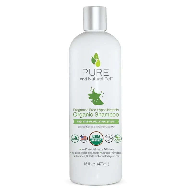 Pure and Natural Pet Fragrance-Free Hypoallergenic Organic Shampoo for Dogs