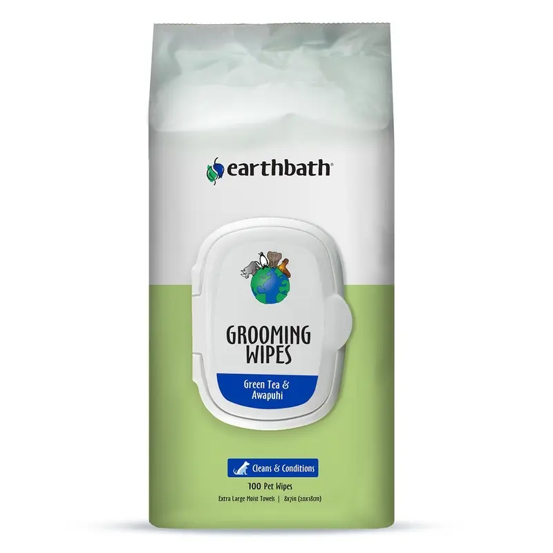 earthbath Grooming Wipes - Green Tea & Awapuhi, 100 ct 100 Count