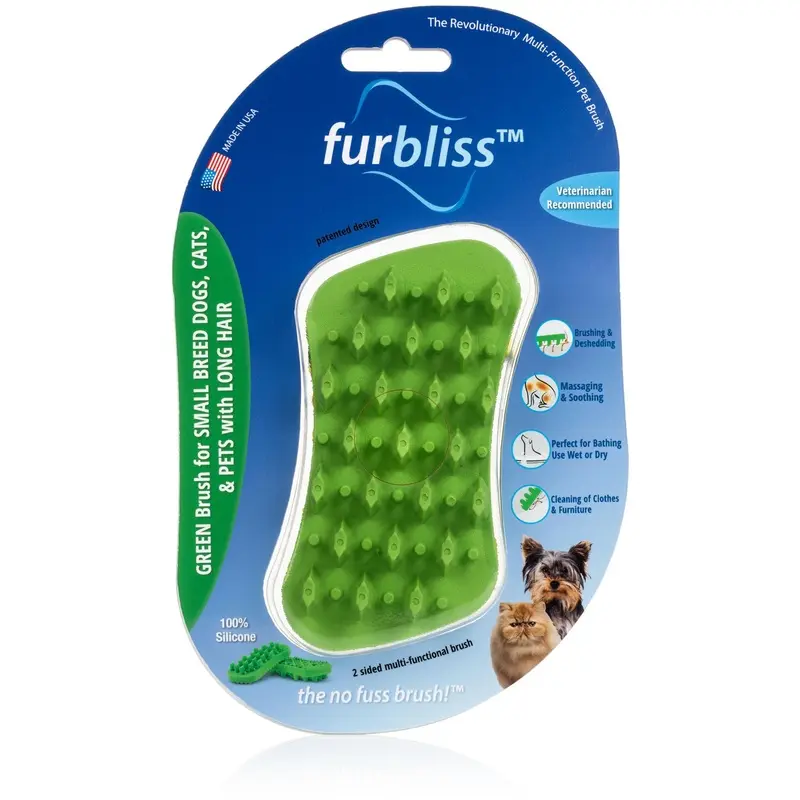 Furbliss Long Hair Dog Brush Green - Small Dog Breeds and Cats