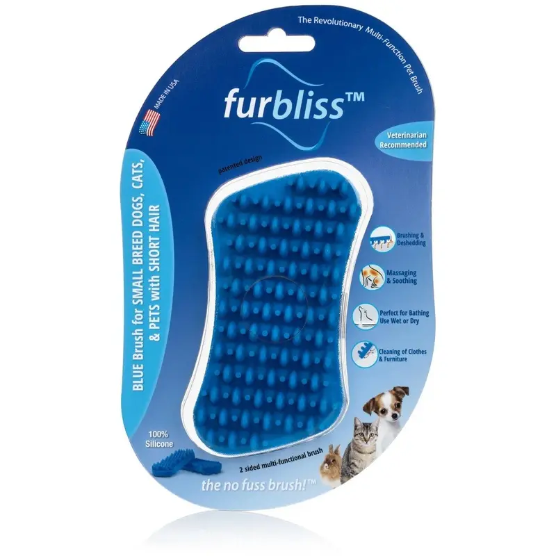Furbliss Short Hair Dog Brush Blue - Small Dog Breeds and Cats