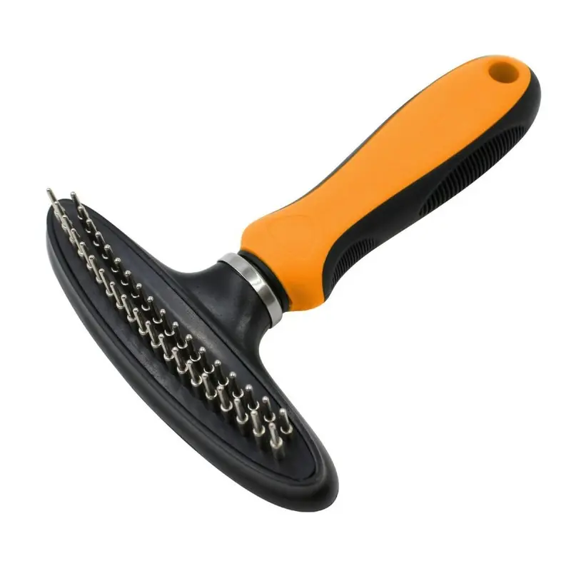 Pet Life Flex Series Dual-Row Grooming Rake Pet Comb - Orange
