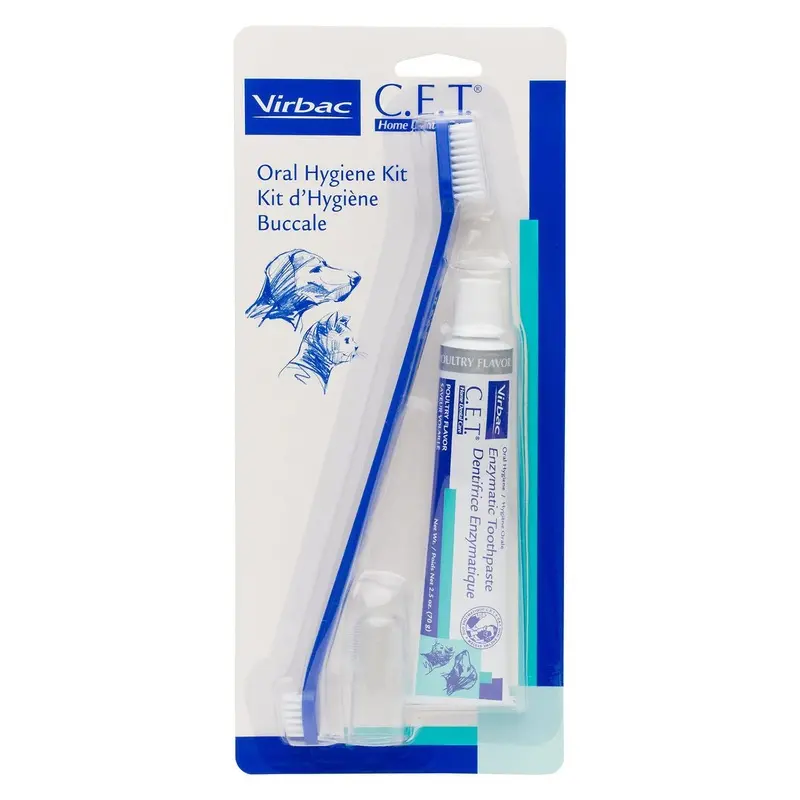 Virbac C.E.T. Pet Oral Hygiene Kit for Dogs and Cats - Poultry Flavored