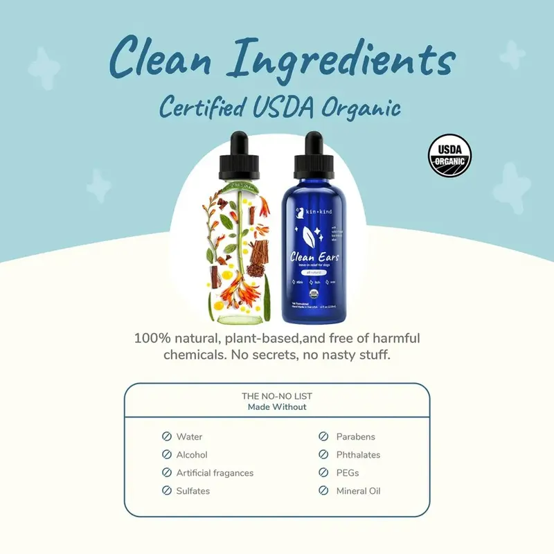 kin+kind Clean Ears Organic Dog Ear Cleanser