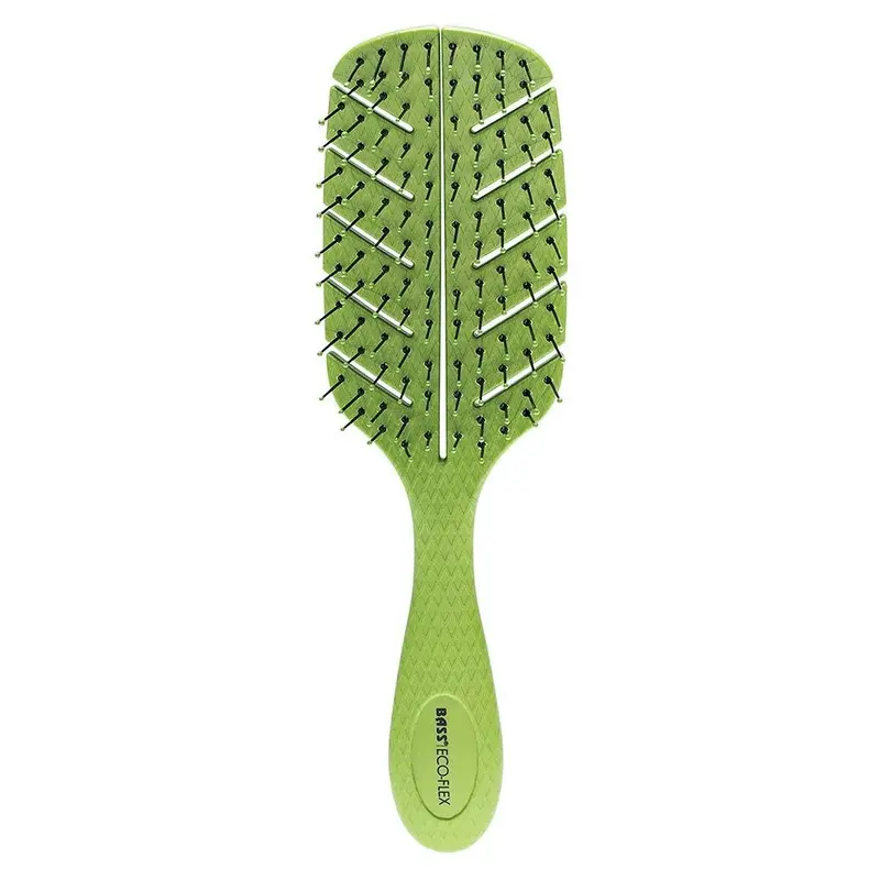 BASS Brushes Eco-Flex Pet Detangler Hair Brush - Green Leaf
