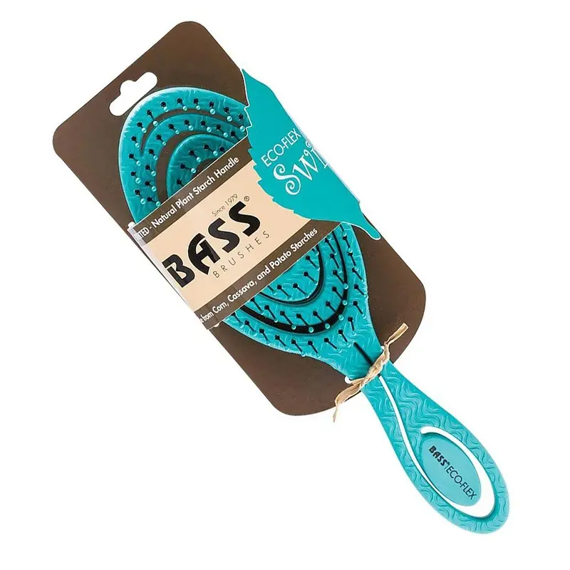 BASS Brushes Eco-Flex Pet Detangler Hair Brush - Teal Swirl
