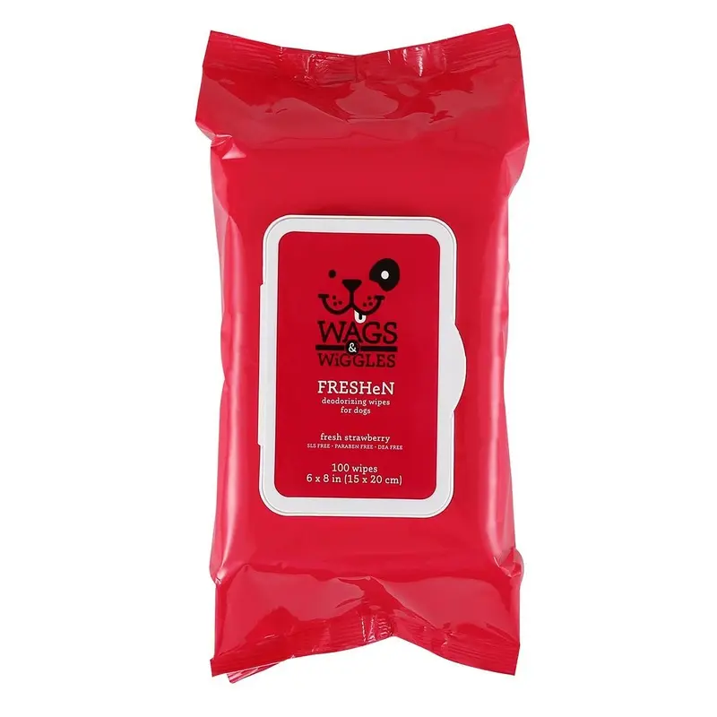 Wags & Wiggles Freshen Deodorizing Wipes - Fresh Strawberries