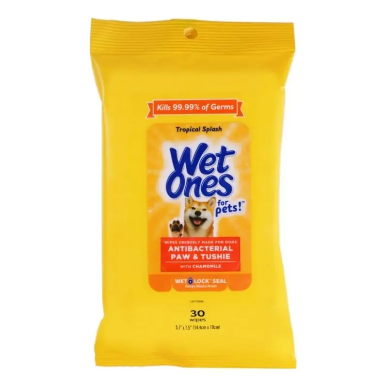 Wet Ones Anti-Bacterial Paw & Tushie Dog Wipes - Tropical Splash